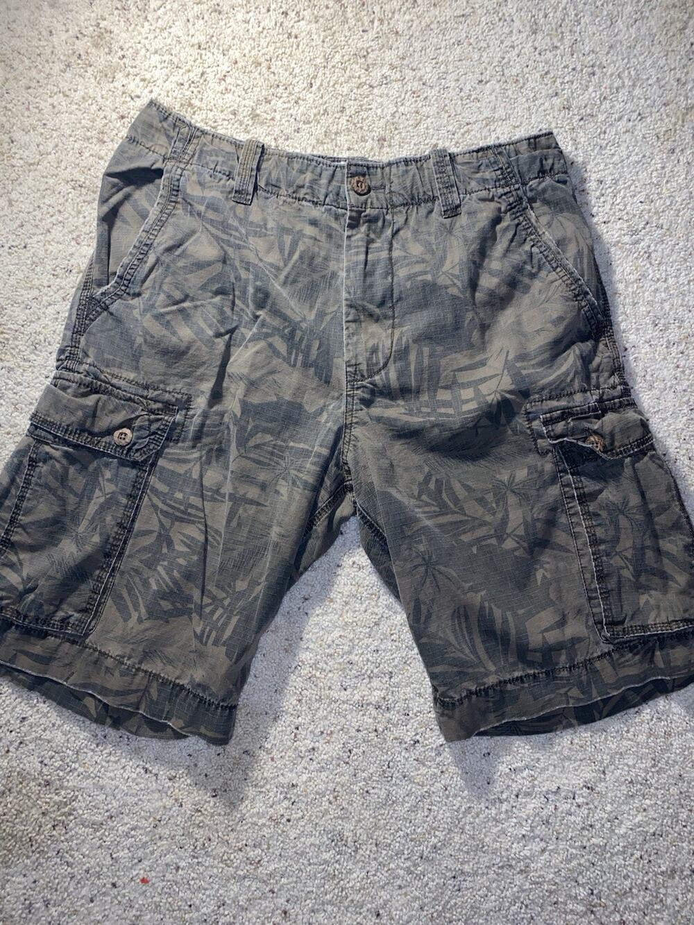 American Eagle 34 Jungle Camo Shorts Bamboo Button Heavy Duty Cargo Pants